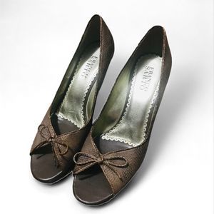 Brown Franco Sarto Leather Heels Size 8M Good Condition